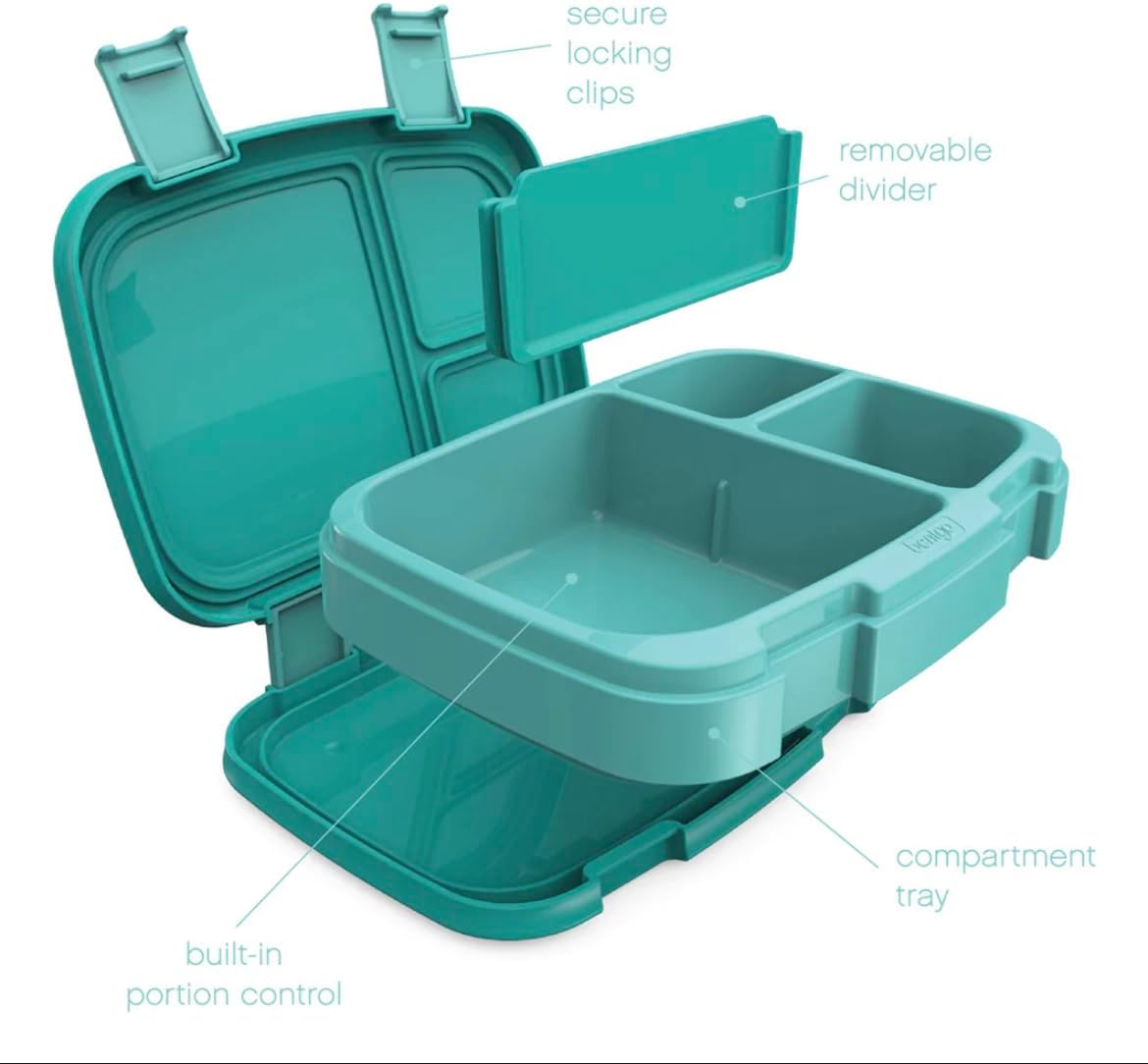 Bentgo Fresh Lot de 2 boîtes à déjeuner polyvalentes étanches de style bento à 4 compartiments – Idéal pour contrôler les portions et manger équilibré lors de vos déplacements – Matériaux sans BPA