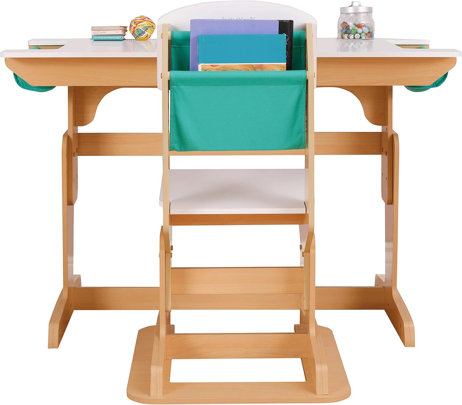 KidKraft Poche Grow Together Bureau Enfant en Bois avec Chaise Réglable en Hauteur, Chambre Enfant, Bureau avec Rangement, Meubles pour Enfants, 20307
