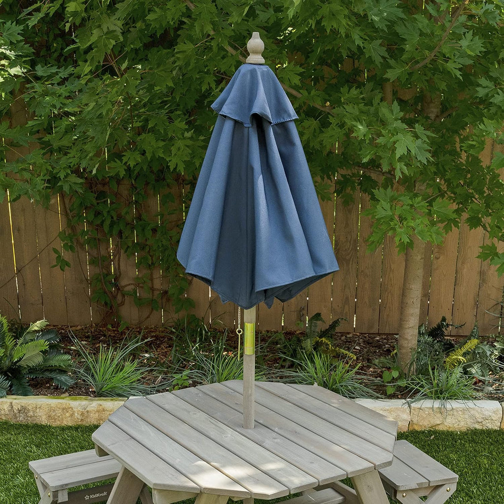 KidKraft Table de Jardin Octogonale pour Enfants, Table d'extérieur avec Tabourets et Parasol en Bois pour l'extérieur, Salon de Jardin extérieur pour Enfants, 20176